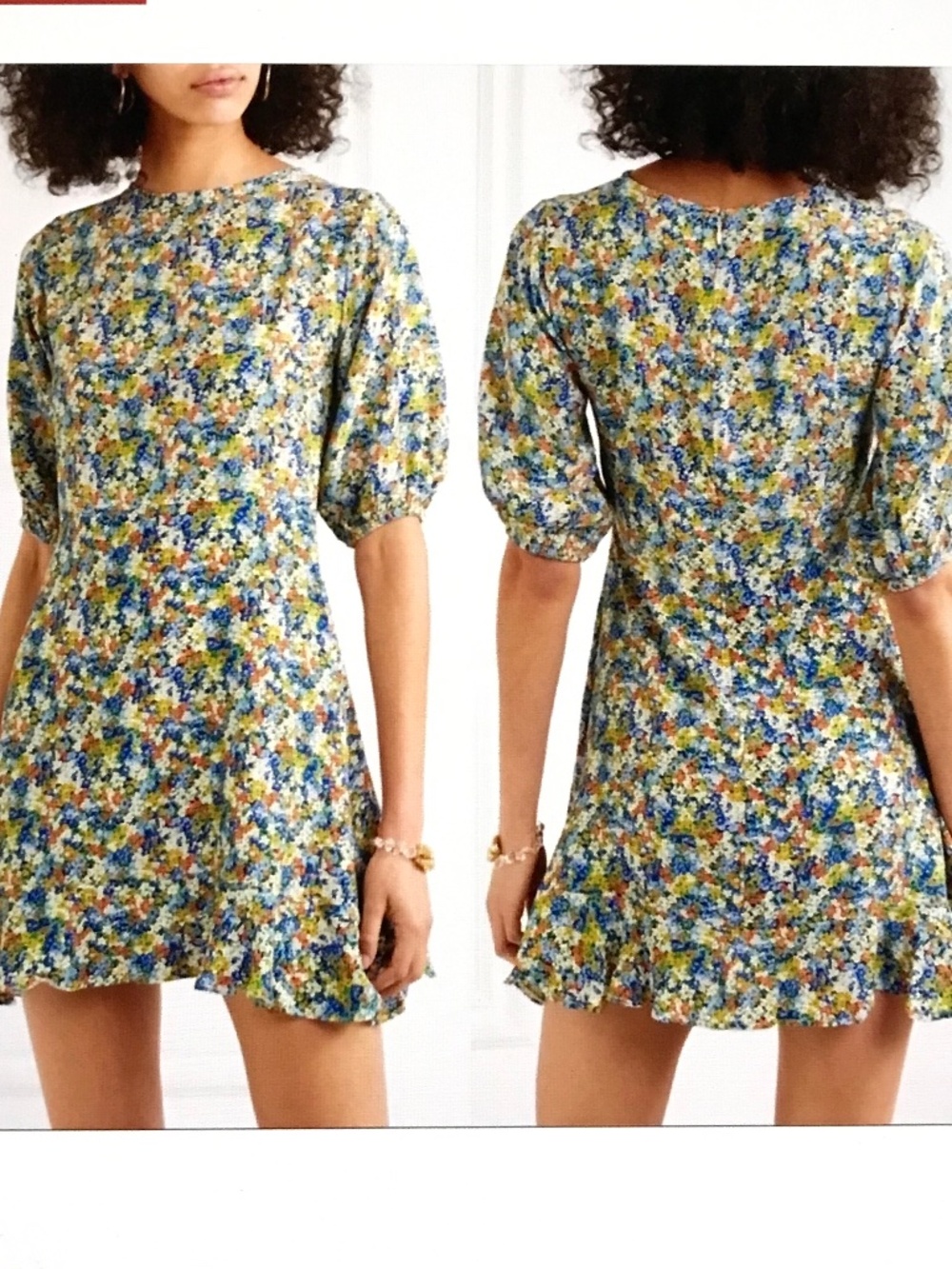 FAITHFUL THE BRAND Floral Puff Sleeve Mini Dress NWT Jeanette Size 4